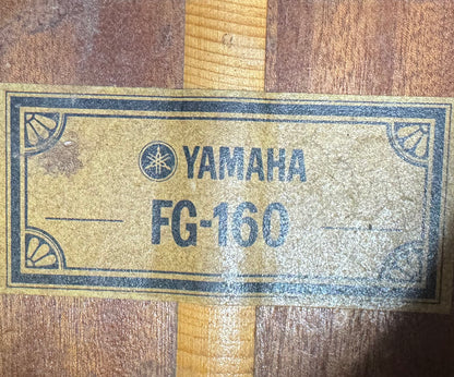 Vintage 1972 Yamaha FG-160 Acoustic black label Taiwan