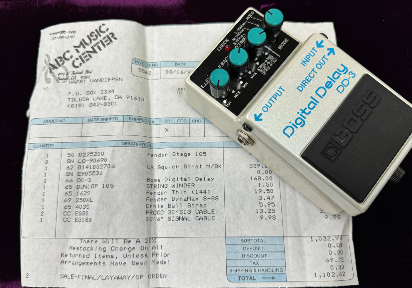Vintage 1990 Boss DD-3 made in Japan blue bottom 1990s MIJ